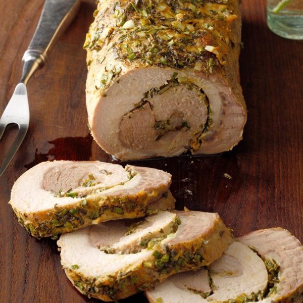 Herb-stuffed pork loin