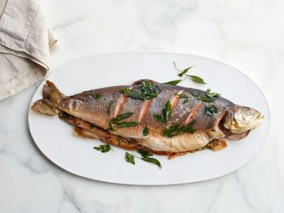 Herb-stuffed roast Arctic char