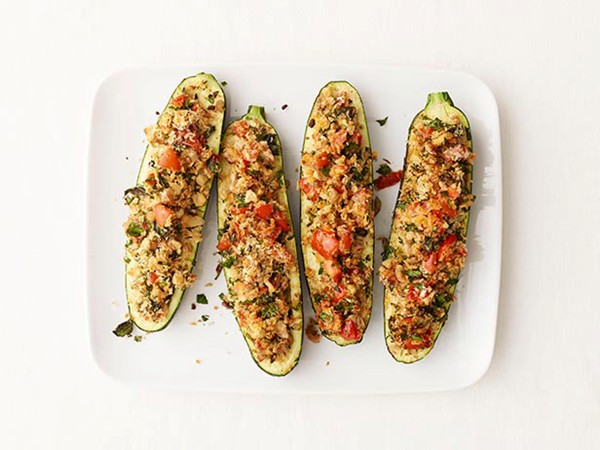 Herb-stuffed zucchini