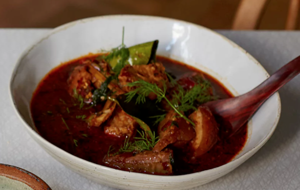 Herbal pork curry soup from Isaan (Gaeng om)