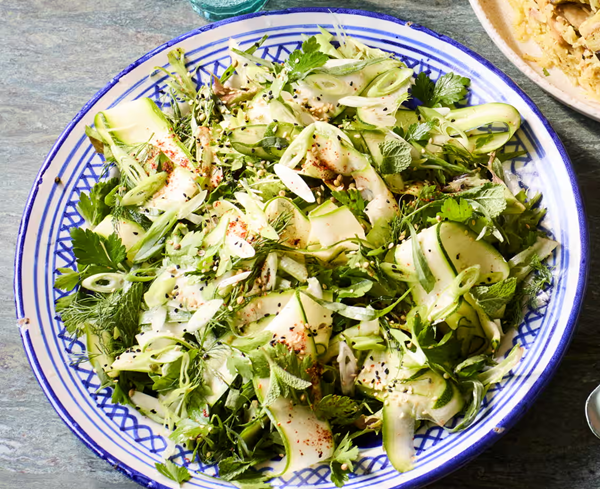 Herbed and salted courgette salad