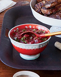 Herbed and spiced plum compote