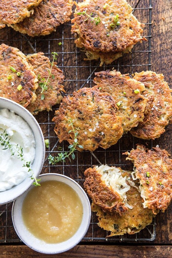 Herbed cheddar latkes