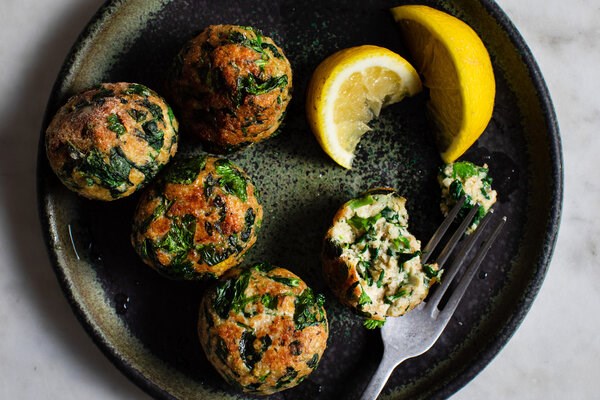 Herbed chicken and spinach meatballs