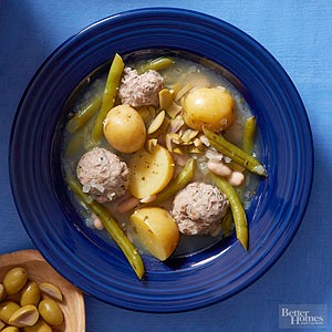 Herbed chicken meatball stew