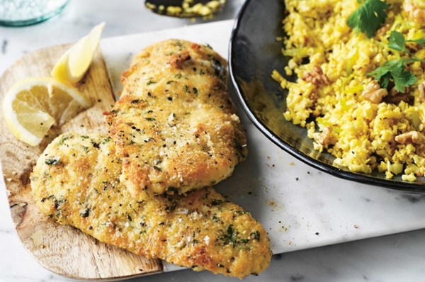 Herbed chicken schnitzel