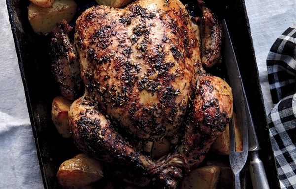 Herbed faux-tisserie chicken and potatoes