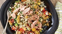 Herbed Israeli couscous with tuna and preserved lemon