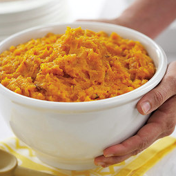 Herbed mashed sweet potatoes with caramelized onion
