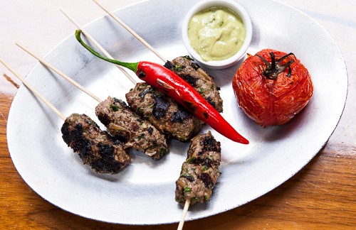 Herbed meat kebabs