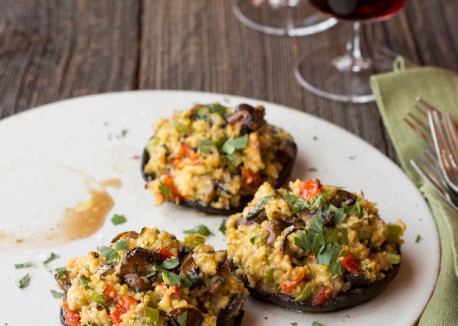 Herbed millet-stuffed mushrooms