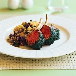 Herbed rack of lamb with warm potatoes