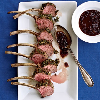 Herbed rack of lamb with lingonberry sauce