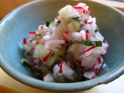 Herbed radish and cucumber relish