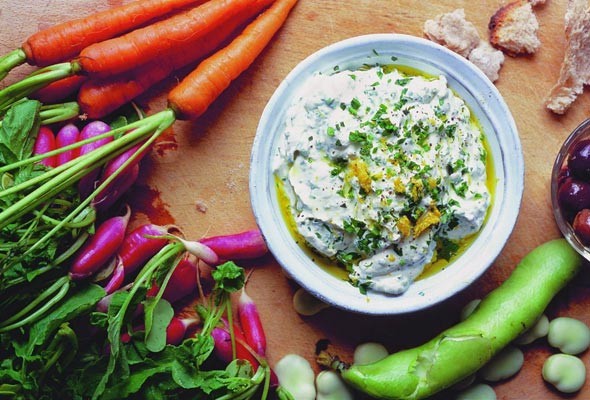 Herbed ricotta with summer veg