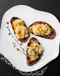 Herbed scrambled-egg toasts with bottarga