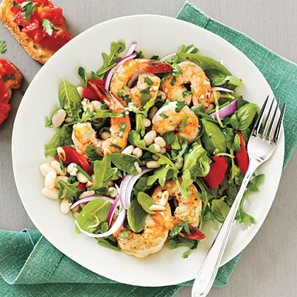 Herbed shrimp and white bean salad