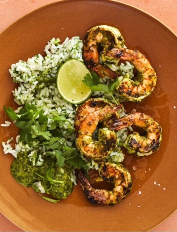 Herbed shrimp with cilantro lime rice