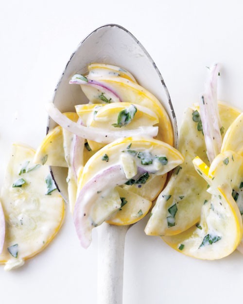Herbed squash salad with yogurt dressing
