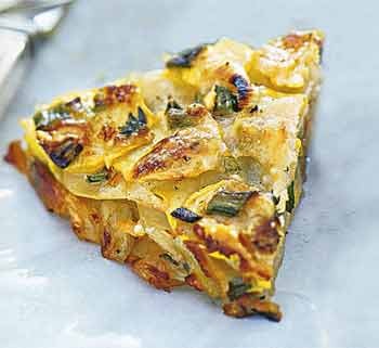Herbed summer squash and potato torte with Parmesan