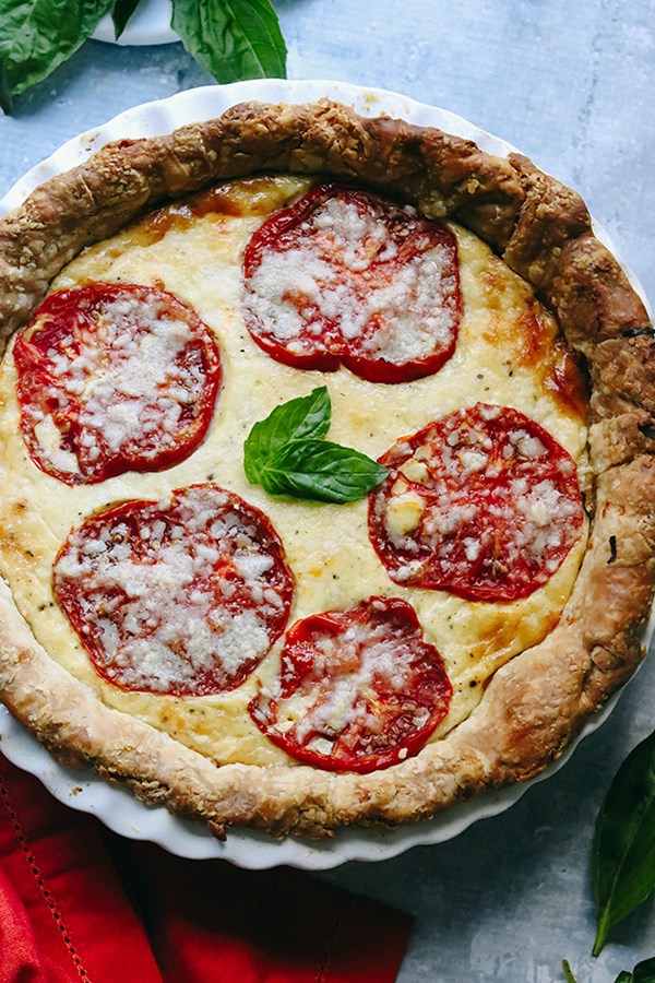 Herbed tomato and Gruyere pie