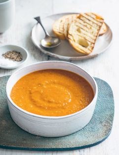Herbed tomato soup with garlic toasts