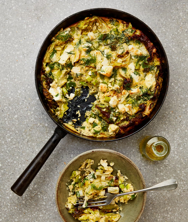 Herby cabbage pudding with feta