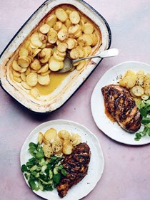 Herby chicken breasts & melting potatoes 