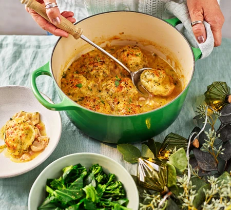 Herby chicken stew with Parmesan dumplings