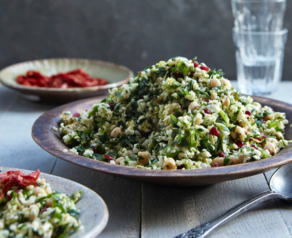 Herby chickpea tabbouleh with oven-dried tomatoes
