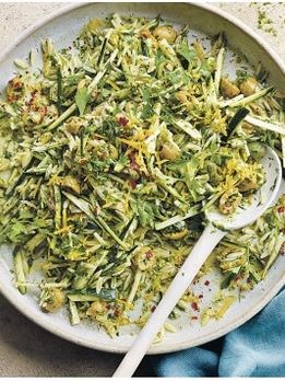 Herby courgette, olive & lemon orzo salad