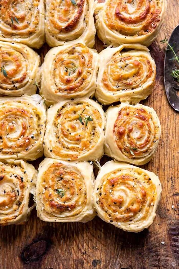Herby everything cheddar swirl buns