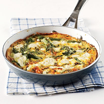 Herby frittata with vegetables and goat cheese