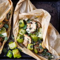 Herby leek and mushroom parcels