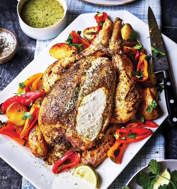 Herby lime potatoes and peppers