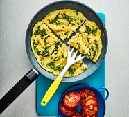 Herby omelette with fried tomatoes