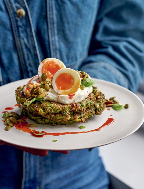 Herby pea pancakes
