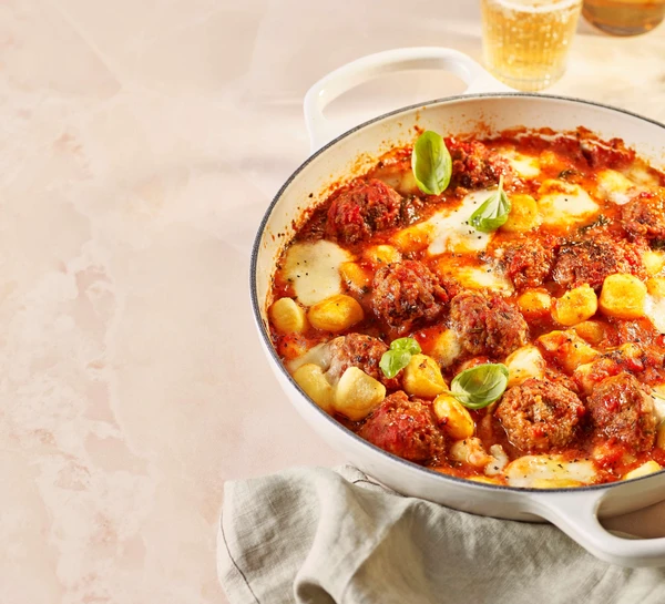 Herby pork meatball and gnocchi melt
