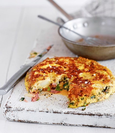 Herby potato and ham hock tortilla