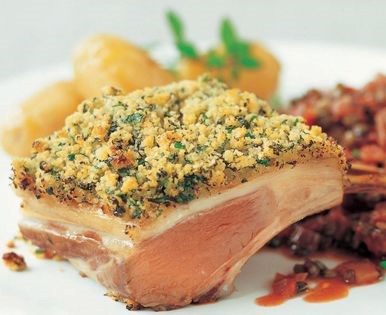 Herby rack of lamb with Puy lentils