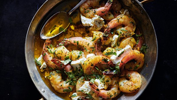 Herby shrimp-and-feta bake