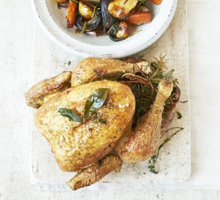 Herby slow-roast chicken