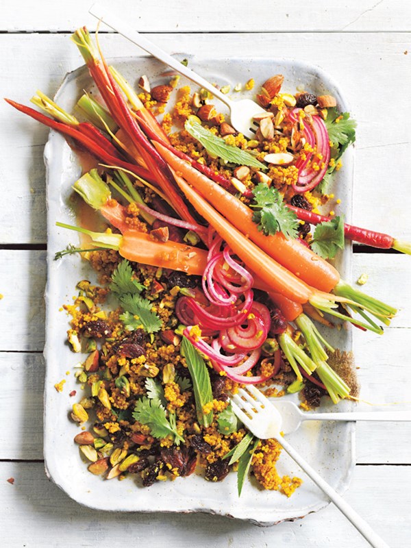 Herby turmeric quinoa salad with pickled carrots