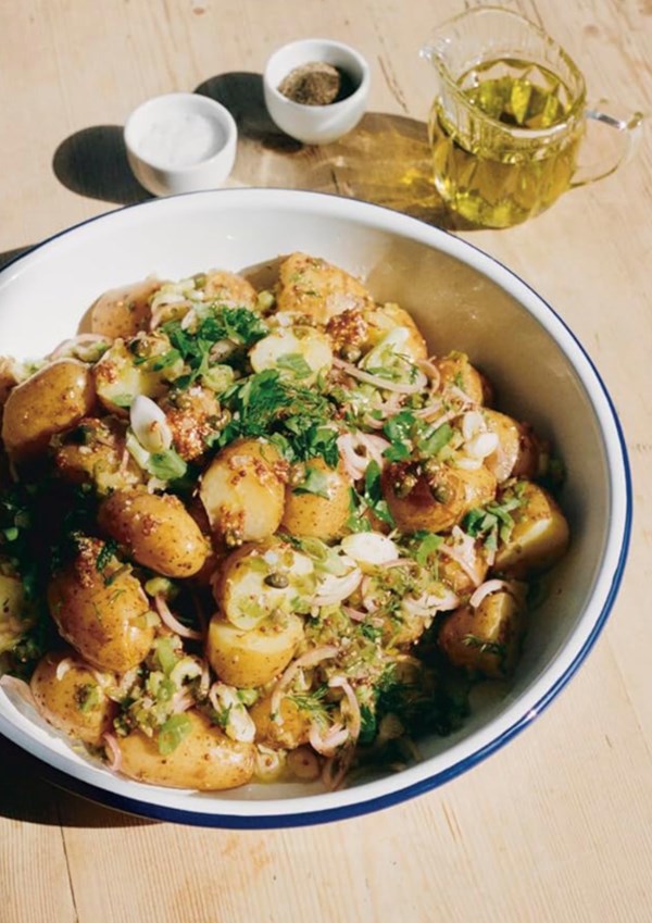 Herby vinegar-laced potato salad