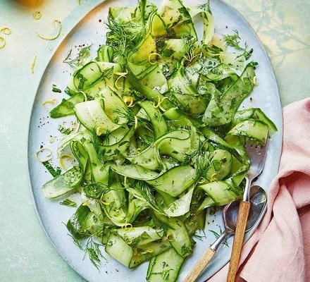 Herby warm cucumbers with lemon