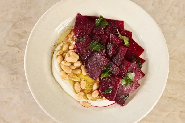 Herby white bean + beet salad