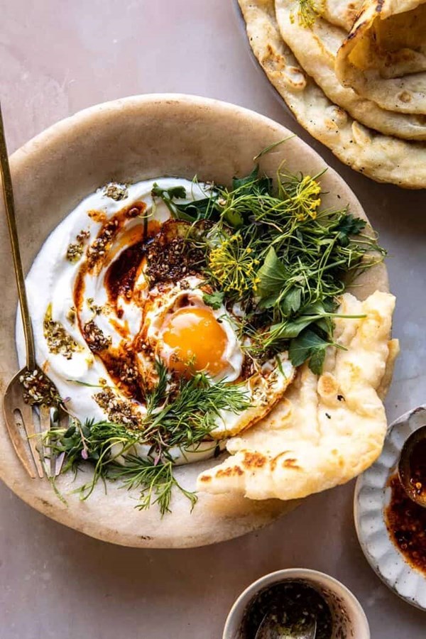 Herby za'atar eggs with lemony yogurt and chili oil (+ homemade za'atar)