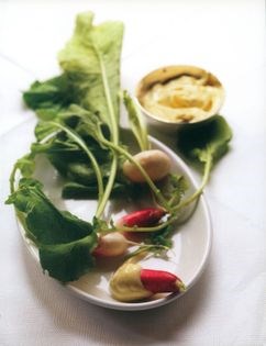 Heritage radishes with mayonnaise