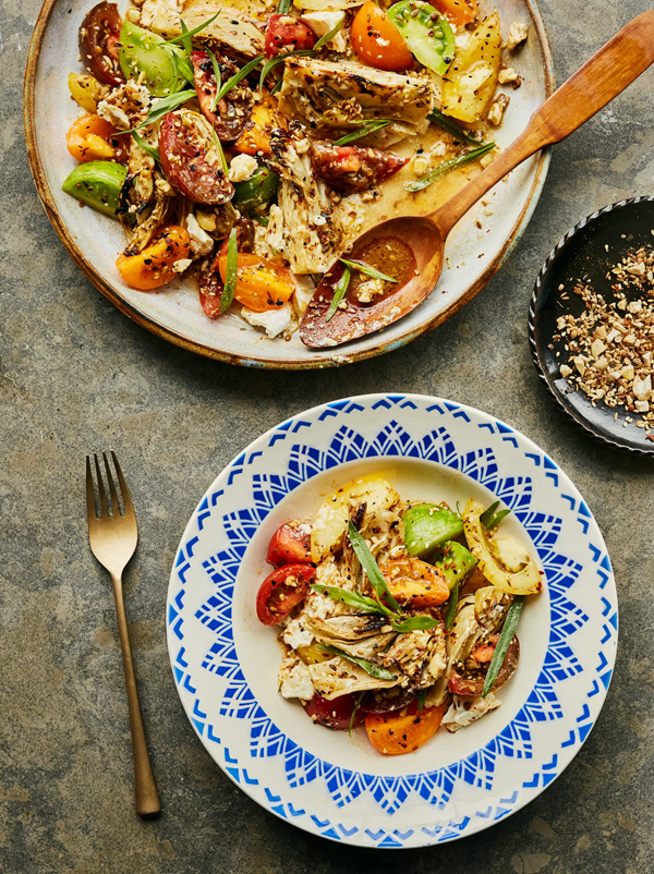 Heritage tomato, roast fennel and dukkah salad