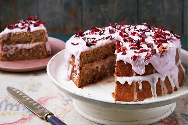Hibiscus and coconut cake